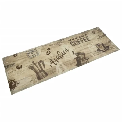 Afbeelding van Keukenmat wasbaar koffieprint 60x180 cm fluweel bruin