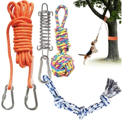 Afbeelding van TUAHOO Bungee hondentouwspeelgoed, Touwtrekken voor agressieve kauwers kleine tot grote honden, interactieve hondenspeelgoed met 2 kauwspeelgoed