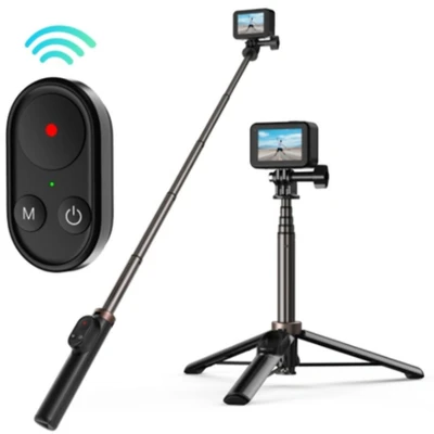 Afbeelding van PRO SERIES Vlog Selfie Stick met Afstandsbediening Bluetooth geschikt voor GoPro 10 / 9 8 Max Smartphone (Android &amp; IOS)