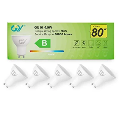 Afbeelding van GY GU10 LED lamp, 4.9W 790 lumen, komt overeen met 60W gloeilamp, 6500 Kelvin warm wit, 120 stralingshoek, spaarlamp, 5st