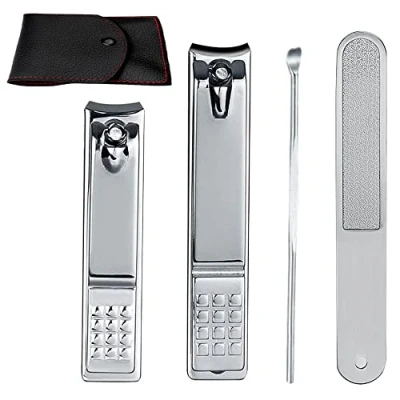 Afbeelding van Econtal Nagelknipper Set 2 Stuks Groot &amp; Klein met Nagelvijl, Vingernagel Teennagel Knipper Roestvrij Staal Nagel Nipper Manicure Pedicure incl. Etui
