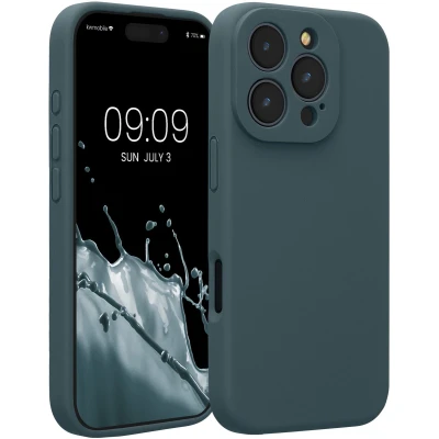 Afbeelding van kwmobile telefoonhoesje geschikt voor Apple iPhone 16 Pro TPU backcover met siliconen coating Smartphone case in leisteen