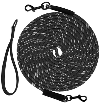 Afbeelding van Taglory Trainingsriem voor honden 20 m, reflecterend, lang hondentouw, hondenketting kleine, middelgrote en grote honden, zwart