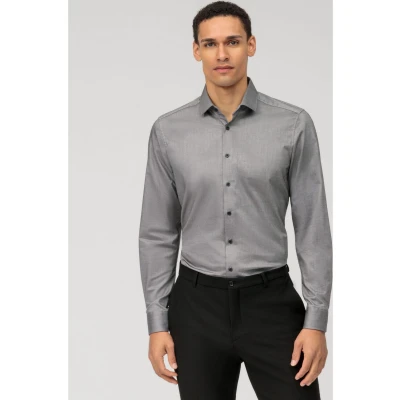 Afbeelding van OLYMP Level Five Body Fit Overhemd grafiet, Faux uni