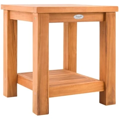 Afbeelding van CLP Keaton Bijzettafel buiten weerbestendig tuintafel teaktafel voor tuin, terras en balkon teak