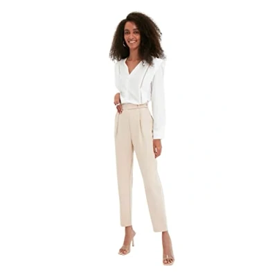 Afbeelding van Trendyol Beige Cigarette Geweven Stof Broek Twoaw22Pl0363