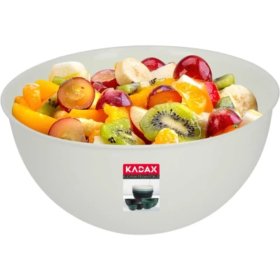 Afbeelding van KADAX Kom van kunststof, slakom, stapelbare mengkom, plastic kom, keukenkom, ronde serveerschaal voor keuken, salade, deeg, vaatwasmachinebestendig (5 l, crème)