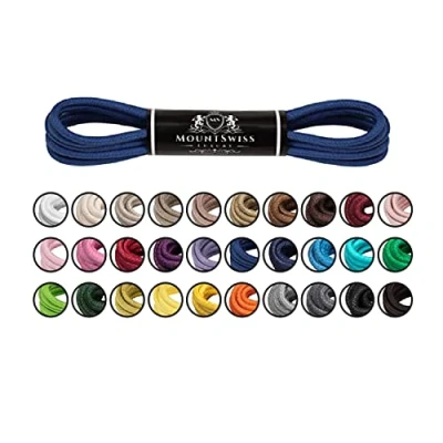 Afbeelding van Mount Swiss Luxe schoenveters, waterafstotende en scheurvaste veters, rond, diameter 2 3 mm, van fijn katoen/gewaxt, kleur: korenbloemblauw, lengte: 75 cm