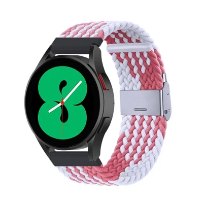 Afbeelding van Garmin Vivoactive 4 / 4L Braided nylon bandje Wit roze