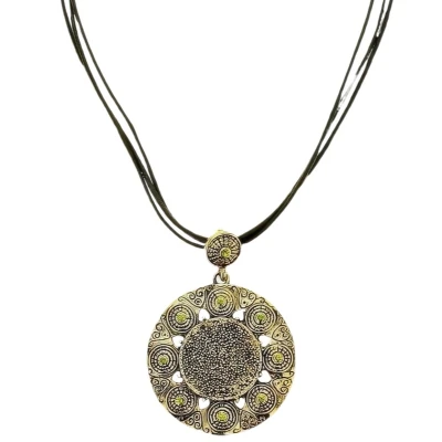 Afbeelding van Behave Vintage ketting goud kleur met groene stenen