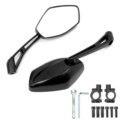 Afbeelding van Maoyubelt Motorfietsspiegel E getest, E9 met M8 M10 rechtse schroefdraad linkse schroefdraad, achteruitkijkspiegel 22 mm montagehouders, compatibel scooter, ATV, MT07, MT09
