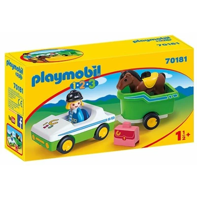 Afbeelding van Playmobil Wagen MET Paardentrailer Speelgoed voor kinderen, Maat: One Size, Multicolor