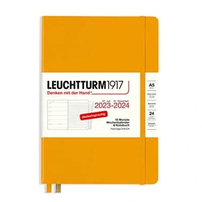 Afbeelding van LEUCHTTURM1917 367687 weekkalender &amp; notitieboek medium (A5) 2024, 18 maanden, Rising Sun, Duits
