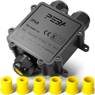 Afbeelding van PEBA® IP68 Waterdichte Kabelaansluitdoos, 3 weg Outdoor kabelverbinders, Kabelverbinder,Waterdichte Kabelaansluitdoos,Aansluitdozen,Kabeldozen, Kabelverbinding voor Ø4 14mm Kabeldiameter,zwart