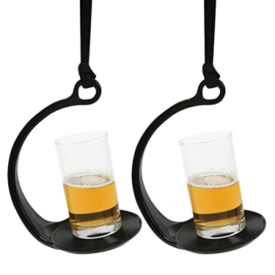 Afbeelding van Bekerhouder Anti Morsen, Forreen 2 Stuks Bekerdrager Geen morsen Plastic Mokhouder Draagbare Duurzame met Lanyard voor Koffie Thee Sapdrank, Zwart