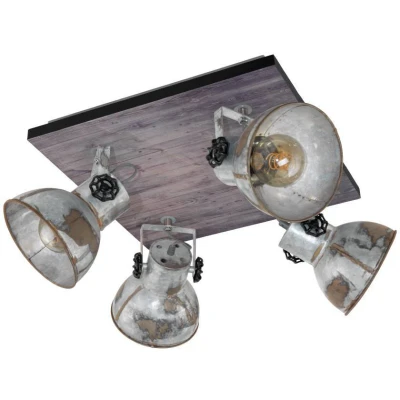 Afbeelding van Leen Bakker EGLO 4spot Barnstaple /zwart/ Plafondlampen Grijs Hout