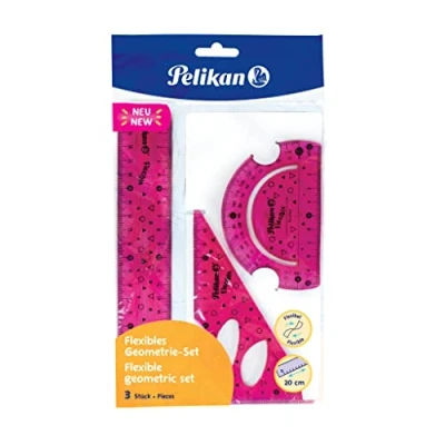 Afbeelding van Pelikan 700917 geometrieset, liniaal, gradenboog, driehoek, flexibel materiaal, verschillende kleuren, geen kleurkeuze mogelijk, 1 set