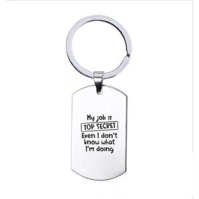Afbeelding van Sleutelhanger RVS My Job Is Top Secret