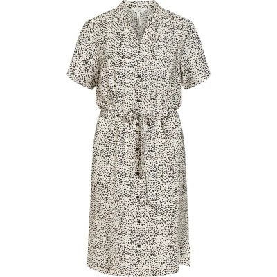 Afbeelding van Object Maat 42 OBJSELINE S/S SHIRT DRESS NOOS Dames Jurk Sandshell Black Dots