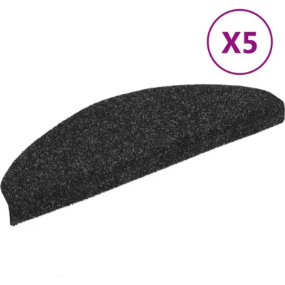 Afbeelding van Trapmatten zelfklevend 5 st 65x21x4 cm naaldvilt zwart