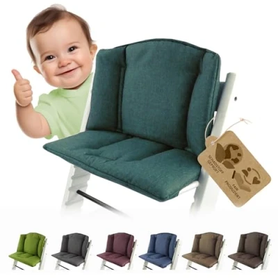 Afbeelding van Bambiniwelt Zitkussen, overtrek, vervangingskussen, compatibel met Stokke Tripp Trapp hoge stoel (gemêleerd olijf)