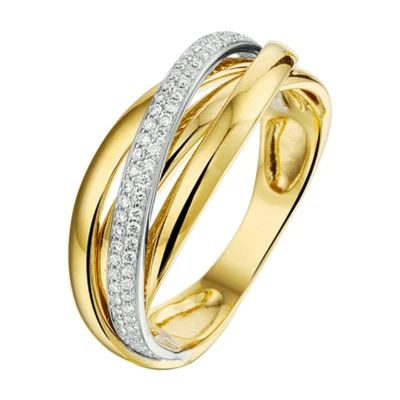 Afbeelding van Trendjuwelier huiscollectie Ring Diamant 0.22ct H SI Bicolor Goud