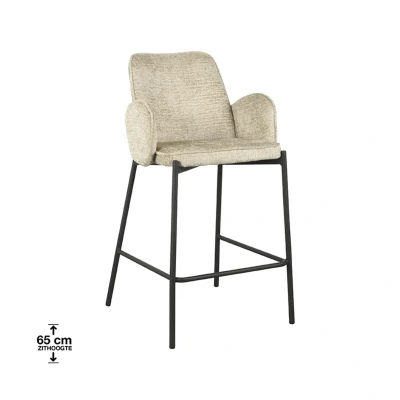 Afbeelding van LABEL51 Barkruk Joni Beige Fluweel Zithoogte 65 cm Majorr