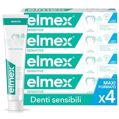 Afbeelding van elmex Tandpasta Sensitive 4 x 75 ml, zachte tandreiniging en bescherming voor pijngevoelige tanden, klinisch bevestigd sterke tanden tegen cariës