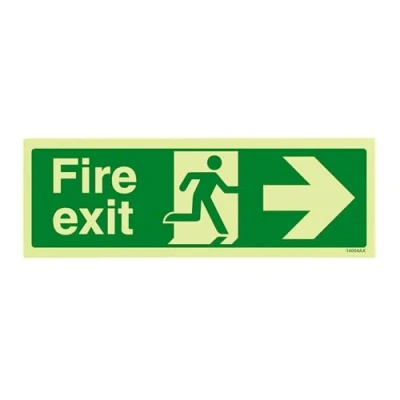 Afbeelding van V Safety Glow In The Dark Fire Exit Pijl Rechts Teken 300mm x 100mm Stijf Plastic