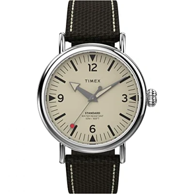 Afbeelding van Timex Analoog herenhorloge met stoffen band Standard Collection, beige, Riemen.