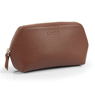Afbeelding van Londo Lederen Make up Tas (Lichtbruin)
