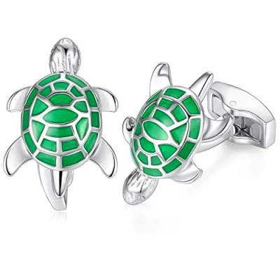 Afbeelding van HONEY BEAR 1 paar manchetknopen bruiloft cufflinks dier schildpad roestvrij staal, herbruikbaar, Koper, Geen edelsteen