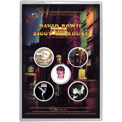 Afbeelding van David Bowie Early Albums Badge/button Set van 5 Multicolours