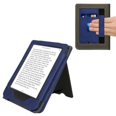 Afbeelding van kwmobile E reader hoesje geschikt voor Kobo Clara BW / Colour hoes flip case van kunstleer Ereader cover met stand In donkerblauw