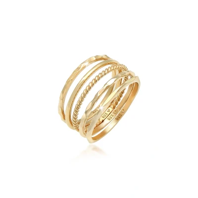 Afbeelding van Elli 5 PACK Basic Ring goldcoloured, Dames, Maat: 66, Gold coloured