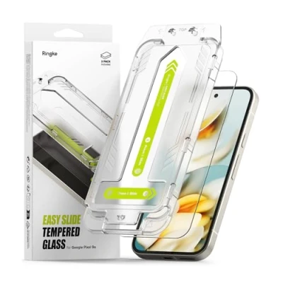 Afbeelding van Ringke Easy Slide Glass Film Compatibel met Google Pixel 9a Screenprotector Installatietool HD Kwaliteit Premium 9H Hardheid Onbreekbaar Gehard Glas (Installatietool / 2 Stuks)
