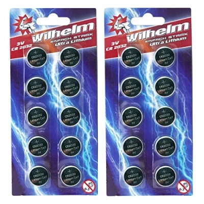 Afbeelding van 20 x CR2032 Wilhelm blisterverpakking knoopcelbatterij lithium 3V CR 2032