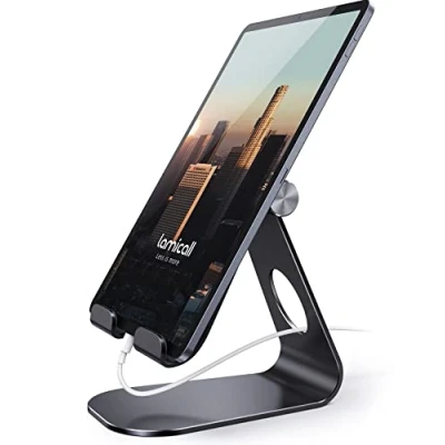 Afbeelding van Tabletstandaard, Lamicall verstelbare tablethouder Desktopstandaard Dock compatibel met New Pad 2019 Pro 10.2/10.5/9.7/12.9, Air mini 2 3 4, Nintendo Switch, Samsung Tab, andere tablets Zwart