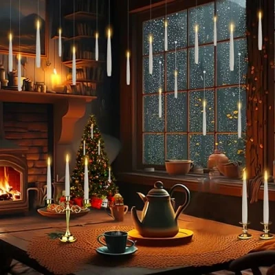 Afbeelding van KIKILIVE vlamloze led kaars met toverstaf, afstandsbediening, drijvende kaarsen, flikkerende zwevende staafkaarsen, hangende raamkaarsen voor Kerstmis, Halloween decoratie