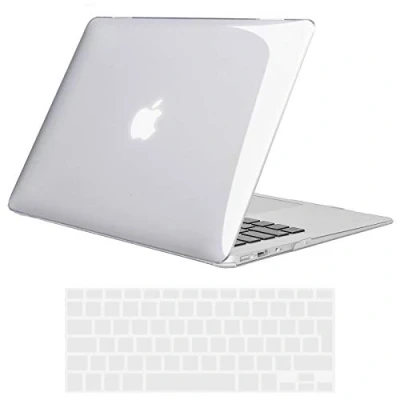 Afbeelding van TECOOL Hoes Compatibel met oude MacBook Air 13 inch 2010 2017, Model A1466 A1369, Plastic Slanke Beschermende Harde Case en EU Toetsenbord Cover, Glanzend Oppervlak, Transparant