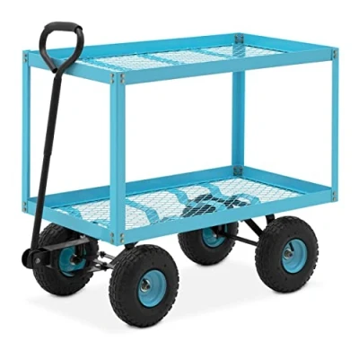 Afbeelding van hillvert HT TWIN 150 Tuinwagen, kg, afneembaar zijrooster, transportwagen, handwagen, trekwagen, roosterwagen