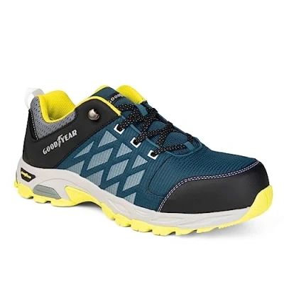 Afbeelding van Goodyear Heren S1p SRA HRO Metal Free Work Safety Trainers, Petrol Geel, 40.5 EU