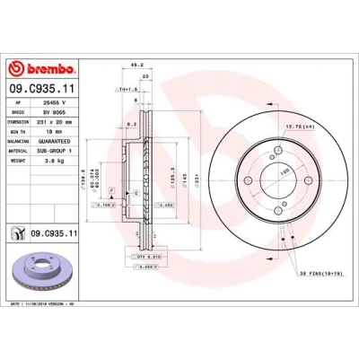 Afbeelding van Brembo Remschijven 09.C935.11