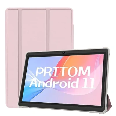 Afbeelding van PRITOM 7 inch tablet Android 11, 4 GB (2 + 2 uitbreidbaar), 32 GB, (uitbreidbaar tot 128 GB) pc met quad core processor, 3500 mAh, HD IPS display, dubbele camera, wifi, Bluetooth