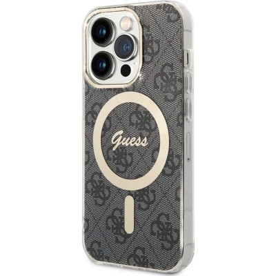Afbeelding van Guess 4G Back Case (MagSafe Compatible) Geschikt voor Apple iPhone 14 Pro (6.1&quot;) Grijs