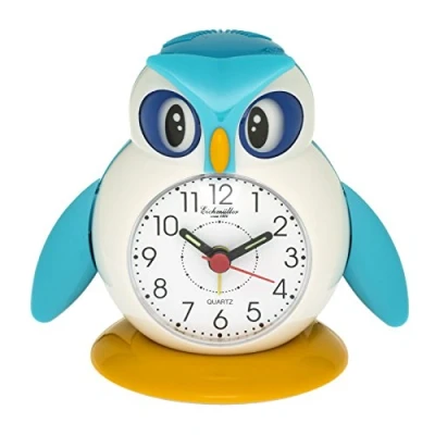 Afbeelding van Eichmüller Kinderwekker uil blauw analoge wekker met alarm snooze en licht