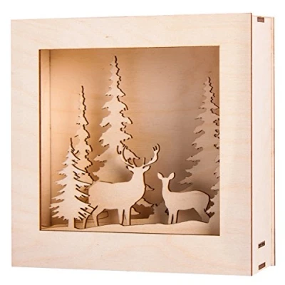 Afbeelding van Rayher Houten bouwpakket 3D motieflijst Winterland, FSC gecertificeerd, 20 x cm, diepte 6,6 set 14 delig, om te knutselen en beschilderen, 46308000