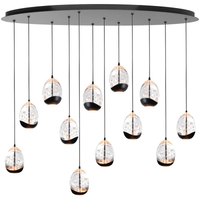 Afbeelding van Highlight Hanglamp Clear Egg ovaal 12 lichts L 140 cm helder zwart