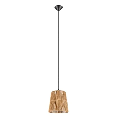 Afbeelding van Reality Leuchten hanglamp Holm R31041026, metaal zwart mat, scherm papier bruin, excl. 1x E27