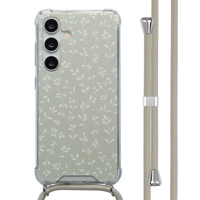 Afbeelding van imoshion Hoesje Geschikt voor Samsung Galaxy S24 Design met Koord Smoke Green Flowers